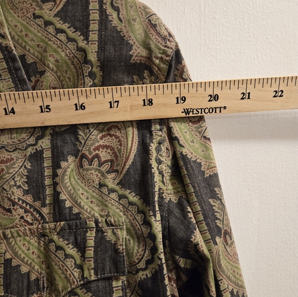 Men's Calvin Klein Shirt Large Green Long Sleeve Paisley Button Up Casual - Picture 12 of 14